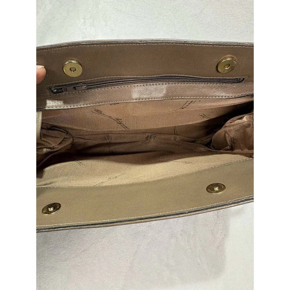 Vtg Etienne Aigner Shoulder Bag Purse Brown Logo Leather Trim Old Money Grandma